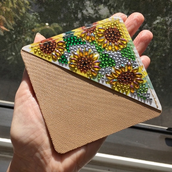 Hand Crafted Accessories - Diamond Art SUNFLOWERS 04 Corner Bookmark, Colorful, Sparkly, Bling